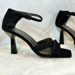 New FRANCO SARTO RANIA Womens High Heels Sandals Glitter Black Pumps / Sz 8